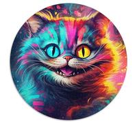 Puzzle 1000 Teile für Erwachsene, bunte Kunstkatze, 1000-teiliges rundes Puzzle, interaktives Familienspiel, Heimdekoration zum Selbermachen, Denksportaufgabe als Geschenk, 1000 Teile (67,5x67,5cm)