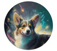 Puzzle 1000 Teile für Erwachsene, Corgi-Hundemalerei, runde Puzzles für 1000 Teile, Familienspieleabend, Heimdekoration und Gehirntrainingsgeschenk, 1000 Teile (67,5x67,5cm)