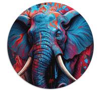 Puzzle 1000 Teile für Erwachsene,Der anmutige Elefant,1000-teiliges rundes Puzzle für Erwachsene,pädagogisches Denkspiel,künstlerische Heim- und Bürodekoration,ab 14 Jahren,1000 Teile (67,5x67,5cm)