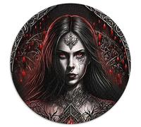 Puzzle 1000 Teile für Erwachsene, dunkle Vampirfrau, runde Puzzles 1000 Teile für Erwachsene, interaktives Familienspiel, Gehirn-Herausforderung, Lernspielzeug, 1000 Teile (67,5x67,5cm)