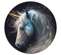 Puzzle 1000 Teile für Erwachsene, Einhorn, rund, Puzzle 1000 Teile für Erwachsene, interaktives Familienspiel, Gehirn-Herausforderung, Lernspielzeug, 1000 Teile (67,5x67,5cm)