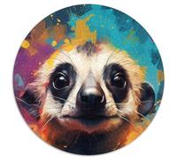 Puzzle 1000 Teile für Erwachsene, Erdmännchen, bunt, 1000-teiliges rundes Puzzle für Erwachsene, pädagogisches Denkspiel, künstlerische Heim- und Bürodekoration, ab 14 Jahren, 1000 Teile (67,5x67,5cm)