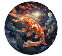Puzzle 1000 Teile für Erwachsene, farbenfrohes Art Koi, 1000-teiliges rundes Puzzle, interaktives Familienspiel, DIY-Heimdekor, Denksportaufgabe als Geschenk, 1000 Teile (67,5x67,5cm)