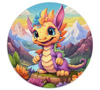 Puzzle 1000 Teile für Erwachsene,farbenfrohes Kunst-Drachenbaby,1000-teiliges rundes Puzzle,interaktives Familienspiel,Heimdekoration zum Selbermachen,Denksportaufgabe als Geschenk,(67,5x67,5cm)
