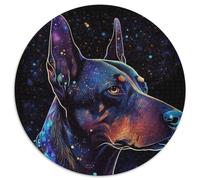 Puzzle 1000 Teile für Erwachsene,farbiger Dobermann,1000 Teile,runde Puzzles für Erwachsene,Entspannung und Herausforderung,farbenfrohe Kunst zur Heimdekoration,ideales Geschenk für Freunde