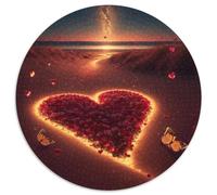 Puzzle 1000 Teile für Erwachsene, Herz am Strand, 1000-teiliges rundes Puzzle für Erwachsene, anspruchsvolles DIY-Denkspiel, perfektes Familienspiel oder dekoratives Geschenk, 1000 Teile (67,5x67,5cm)