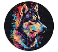 Puzzle 1000 Teile für Erwachsene, Husky, 1000-teiliges rundes Puzzle, interaktives Familienspiel, Heimdekoration zum Selbermachen, Denksportaufgabe als Geschenk, 1000 Teile (67,5x67,5cm)