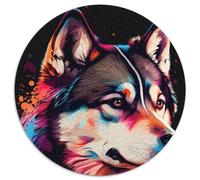 Puzzle 1000 Teile für Erwachsene, Husky, buntes rundes Puzzle 1000 Teile für Erwachsene, interaktives Familienspiel, Gehirn-Herausforderung, Lernspielzeug, 1000 Teile (67,5x67,5cm)