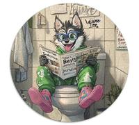 Puzzle 1000 Teile für Erwachsene, Husky Go Toilet, 1000-teiliges rundes Puzzle für Erwachsene, perfektes Geschenk für Eltern, Partner, Freunde - ab 14 Jahren, 1000 Teile (67,5x67,5cm)