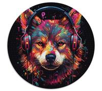 Puzzle 1000 Teile für Erwachsene, Husky mit Kopfhörern, Puzzle, Denksportaufgabe und Heimdekoration, perfektes Weihnachtsgeschenk, 1000 Teile (67,5x67,5cm)