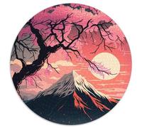 Puzzle 1000 Teile für Erwachsene, Japanische Kirschblüten, runde Puzzles 1000 Teile für Erwachsene, interaktives Familienspiel, Gehirn-Herausforderung, Lernspielzeug, 1000 Teile (67,5x67,5cm)