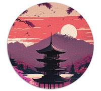 Puzzle 1000 Teile für Erwachsene, Japanischer Tempel, 1000-teiliges rundes Puzzle für Erwachsene, perfektes Geschenk für Eltern, Partner, Freunde - ab 14 Jahren, 1000 Teile (67,5x67,5cm)