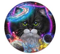 Puzzle 1000 Teile für Erwachsene,Katze im Galaxie-Weltraum-Kosmos,1000-teiliges rundes Puzzle für Erwachsene,pädagogisches Denkspiel,künstlerische Heim- und Bürodekoration,ab 14 Jahren,(67,5x67,5cm)