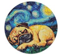 Puzzle 1000 Teile für Erwachsene, Mops-Sternenhimmel, 1000-teiliges rundes Puzzle, interaktives Familienspiel, Heimdekoration zum Selbermachen, Denksportaufgabe als Geschenk, 1000 Teile (67,5x67,5cm)
