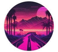 Puzzle 1000 Teile für Erwachsene, Neon-Retro-Straße, runde Papierpuzzles für Jugendliche ab 14 Jahren, Heimdekoration, 1000 Teile (67,5x67,5cm)
