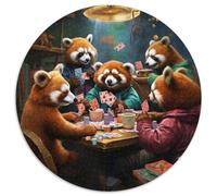 Puzzle 1000 Teile für Erwachsene, Roter Panda spielt Poker, runde Puzzles 1000 Teile für Erwachsene, anspruchsvolles Denkspiel - entspannendes Spielzeug für Teenager, 1000 Teile (67,5x67,5cm)