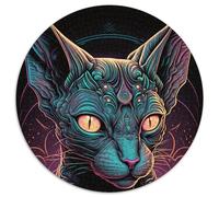 Puzzle 1000 Teile für Erwachsene, schöne Dschungelkatze, rundes 1000-teiliges Puzzle, Lernspielzeug für Teenager, Heim- und Bürodekoration, 1000 Teile (67,5x67,5cm)