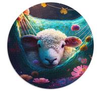 Puzzle 1000 Teile für Erwachsene, Schönes Schaf, 1000-teiliges rundes Puzzle für Erwachsene, pädagogisches Denkspiel, künstlerische Heim- und Bürodekoration, ab 14 Jahren, 1000 Teile (67,5x67,5cm)