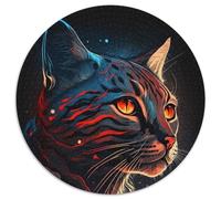 Puzzle 1000 Teile für Erwachsene, Schwarze Katze, 1000-teiliges rundes Puzzle für Erwachsene, pädagogisches Denkspiel, künstlerische Heim- und Bürodekoration, ab 14 Jahren, 1000 Teile (67,5x67,5cm)