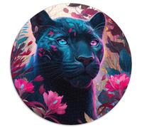 Puzzle 1000 Teile für Erwachsene, schwarzer Leopard, runde Puzzles für 1000 Teile, ideal für Familienspaß, Entspannung und Urlaubsgeschenke, 1000 Teile (67,5x67,5cm)