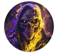 Puzzle 1000 Teile für Erwachsene, Skelett auf Feuer, runde Papierpuzzles, perfektes Geschenk für Feiertage und Geburtstage, 1000 Teile (67,5x67,5cm)