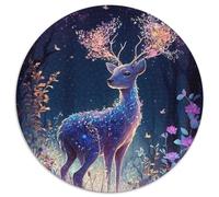 Puzzle 1000 Teile für Erwachsene, süße Hirschblume, 1000-teiliges rundes Puzzle für Erwachsene, pädagogisches Denkspiel, künstlerische Heim- und Bürodekoration, ab 14 Jahren, 1000 Teile (67,5x67,5cm)