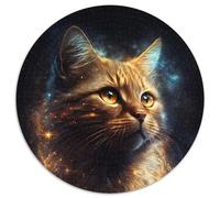 Puzzle 1000 Teile für Erwachsene,Weltraum-Goldkatze,1000 Teile,runde Puzzles für Erwachsene,Entspannung und Herausforderung,farbenfrohe Kunst zur Heimdekoration,ideales Geschenk für Freunde
