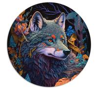 Puzzle 1000 Teile für Erwachsene, Wolf, 1000-teiliges rundes Puzzle, interaktives Familienspiel, Heimdekoration zum Selbermachen, Denksportaufgabe als Geschenk, 1000 Teile (67,5x67,5cm)
