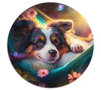 Puzzle 1000 Teile für Erwachsene, wunderschöne Miniatur-Amerikanische Schäferhund-Puzzles aus rundem Papier für Jugendliche ab 14 Jahren, Heimdekoration, 1000 Teile (67,5x67,5cm)