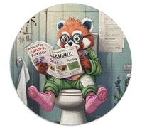 Puzzle 1000 Teile Roter Panda geht auf die Toilette, rundes Puzzle 1000 Teile, anspruchsvolles Denkspiel für Teenager, unterhaltsames interaktives Spiel für die ganze Familie, 1000 Teile (67,5x67,5cm)