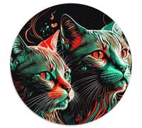 Puzzle 1000 Teile, Schöne Katzen, 1000 Teile, runde Puzzles für Erwachsene, ideal für Familienspaß, Entspannung und Urlaubsgeschenke, 1000 Teile (67,5x67,5cm)
