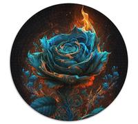 Puzzle 1000 Teile, Schwarze Rose, rundes Puzzle 1000 Teile, anspruchsvolles Denkspiel für Teenager, unterhaltsames interaktives Spiel für die ganze Familie, 1000 Teile (67,5x67,5cm)
