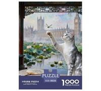 Puzzle 1000 Teiles Tiffany Katze Für Die Ganze Familie Herausforderndes Rätsel Herausforderung Spielzeug Pädagogisches Spiel Home Dekoration 38x26cm/1000pcs