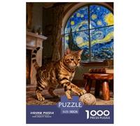 Puzzle 1000 Teiles Tiffany Katze Für Erwachsene Und Kinder Ab 14 Jahren Herausforderndes Rätsel Interaktives Spielzeug Pädagogisches Spiel Home Dekoration 38x26cm/1000pcs