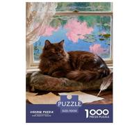 Puzzle 1000 Teiles Tiffany Katze Für Erwachsene Und Kinder Ab 14 Jahren Klassische Puzzles Geschenk Schwer Pädagogisches Spielzeug Pädagogisches Spiel Home Dekoration 70x50cm/1000pcs