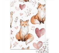 Puzzle 1000 Watercolor Foxes with Hearts Puzzle Per Adolescenti Gioco Rompicapo Regali Per Donne Regali Unici Per Compleanno E Natale 52x38cm/1000pcs