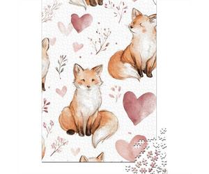 Puzzle 1000 Watercolor Foxes with Hearts Puzzle Per Adolescenti Gioco Rompicapo Regali Per Donne Regali Unici Per Compleanno E Natale 52x38cm/1000pcs