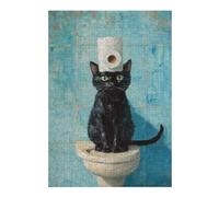 Puzzle 1000pcs(38x26cm) Per Adolescenti Black Cat with Toilet Paper on Head-1 Puzzle Per Adulti Giochi Rilassanti Che Migliorano La Memoria, Ideali Come Regali Per Tutta La Famiglia 1000pcs(38x26cm)