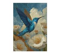 Puzzle 1000pcs(38x26cm) Per Adolescenti Blue Hummingbird with White Flowers Puzzle Divertenti Per Adolescenti, Giochi Che Migliorano La Memoria, Regali Per Amici E Familiari 1000pcs(38x26cm)