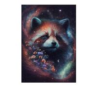 Puzzle 1000pcs(38x26cm) Per Adolescenti Galactic Red Panda with Flowers Puzzle Per Adulti Gioco Pratico Sfida Difficile Regalo Di Compleanno, Regali, 1000pcs(38x26cm)