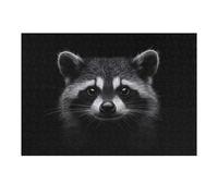 Puzzle 1000pcs(38x26cm) Per Adolescenti Raccoon Portrait on Black Background Puzzle Per Adolescenti Giochi Rilassanti Decorazione Perfetta Riduzione Dello Stress Regali 1000pcs(38x26cm)