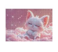 Puzzle 1000pcs(38x26cm) Per Adolescenti Sleeping White Baby Kitten Puzzle Per Adulti Giocattolo Decorazione Da Parete Un'opera D'arte Regali Per Amici E Familiari 1000pcs(38x26cm)
