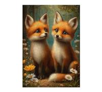 Puzzle 1000pcs(38x26cm) Per Adolescenti Two Cute Fox Cubs in Forest Puzzle Per Adulti Gioco Pratico Di Assemblaggio Del Modello Ottimo Regalo Per I Giocatori 1000pcs(38x26cm)