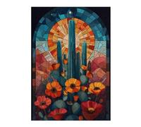 Puzzle 1000pcs(38x26cm) S Per Adolescenti Desert Cactus Stained Glass Window Puzzle Per Adulti Gioco Pratico Decorazione Perfetta Aiuta Ad Allenare Il Cervello 1000pcs(38x26cm) S