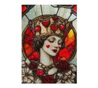 Puzzle 1000pcs(38x26cm) S Per Adolescenti Stained Glass Queen Panel Puzzle Giocattolo Decorazione Da Parete Modello Di Assemblaggio Sfida Educativa 1000pcs(38x26cm) S