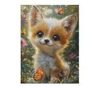 Puzzle 1000pcs(52x38cm) Per Adolescenti Adorable Fox Cub with Butterflies Puzzle Per Adulti Gioco Pratico Decorazione Perfetta Aiuta Ad Allenare Il Cervello 1000pcs(52x38cm)