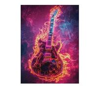 Puzzle 1000pcs(52x38cm) Per Adolescenti Electric Guitar Neon Art Print Puzzle Divertenti Per Adolescenti, Giochi Che Migliorano La Memoria, Regali Per Amici E Familiari 1000pcs(52x38cm)