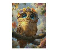 Puzzle 1000pcs(52x38cm) Per Adolescenti Floral Crowned Owl Artwork Puzzle Per Adulti Gioco Pratico Taglio Di Precisione Ideale Come Regalo Per Tutta La Famiglia 1000pcs(52x38cm)