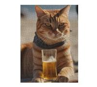 Puzzle 1000pcs(52x38cm) Per Adolescenti Funny Cat And Beer Puzzle Per Adulti Gioco Pratico Di Assemblaggio Del Modello Ottimo Regalo Per I Giocatori 1000pcs(52x38cm)