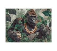 Puzzle 1000pcs(52x38cm) Per Adolescenti Jungle King Gorilla with Gold Chain Puzzle Per Adolescenti Giochi Rilassanti Decorazione Perfetta Riduzione Dello Stress Regali 1000pcs(52x38cm)